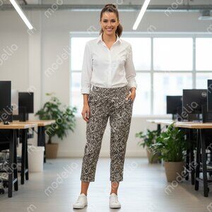 Kim Rogers Green Printed Slacks